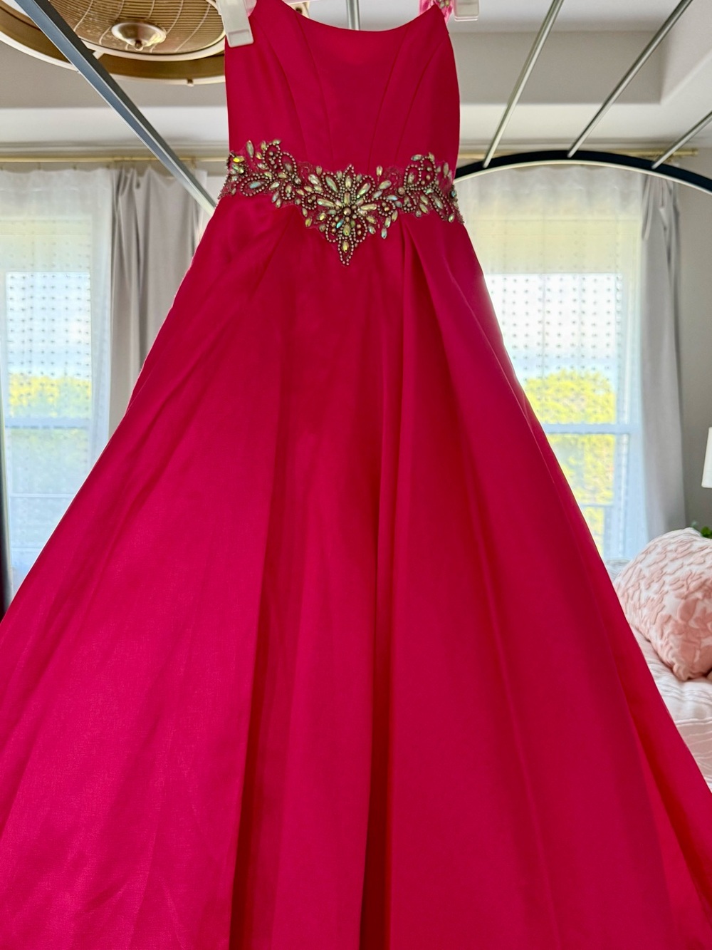Michaels Hot Pink Beaded Waist Formal Ball Gown Dress